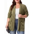 thumbnail image 6 of Cueply Women's Plus Size Open Front Cardigan Long Sleeve Ribbed Knit Lightweight Sweater Casual Outerwear with Pockets 1X-4X, 6 of 7