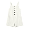 thumbnail image 6 of Rompers for Women Sleeveless Solid Color Jumpsuits for Women Button Down Cotton Summer Shorts Vacation Outfits White, 6 of 6