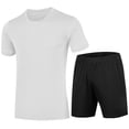 thumbnail image 3 of hotojiny Men's 2 Piece Summer Outfits Comfortable Short Sleeve T-Shirt and Athletic Shorts Set Casual Running Tracksuits(White,X-Large), 3 of 4