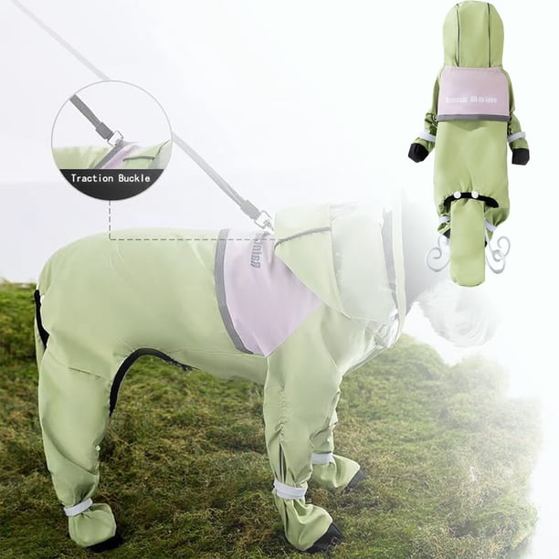 Chubasquero con capucha transparente y orificios para el cinturón, cubre todas las piernas, seco, ligero y transpirable, apto para perros de tamaño pequeño/mediano