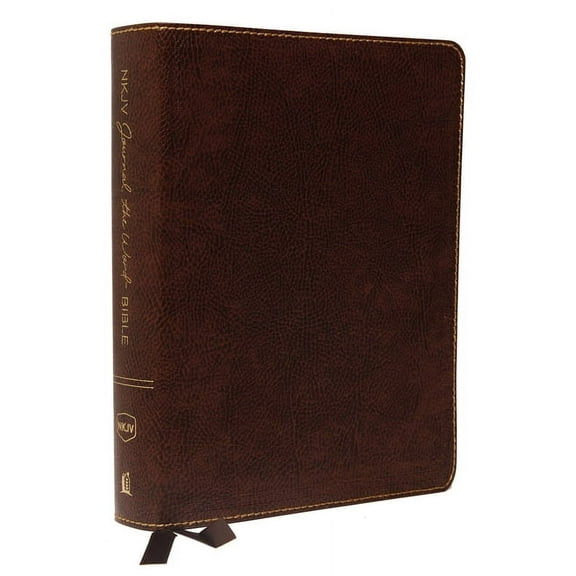 NKJV, Journal the Word Bible, Large Print, Bonded Leather, Brown, Red Letter Edition: Reflect, Journal, or Create Art Next to Your Favorite Verses (Large Print)
