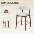 thumbnail image 4 of Hawsaiy Counter Height Bar Stools Set of 2, 26" Solid Wood Barstools with Curved Back, Upholstered Fabric Seat & Metal Footrest, Mid-Century Modern Kitchen Island Chairs, Cream, 4 of 11