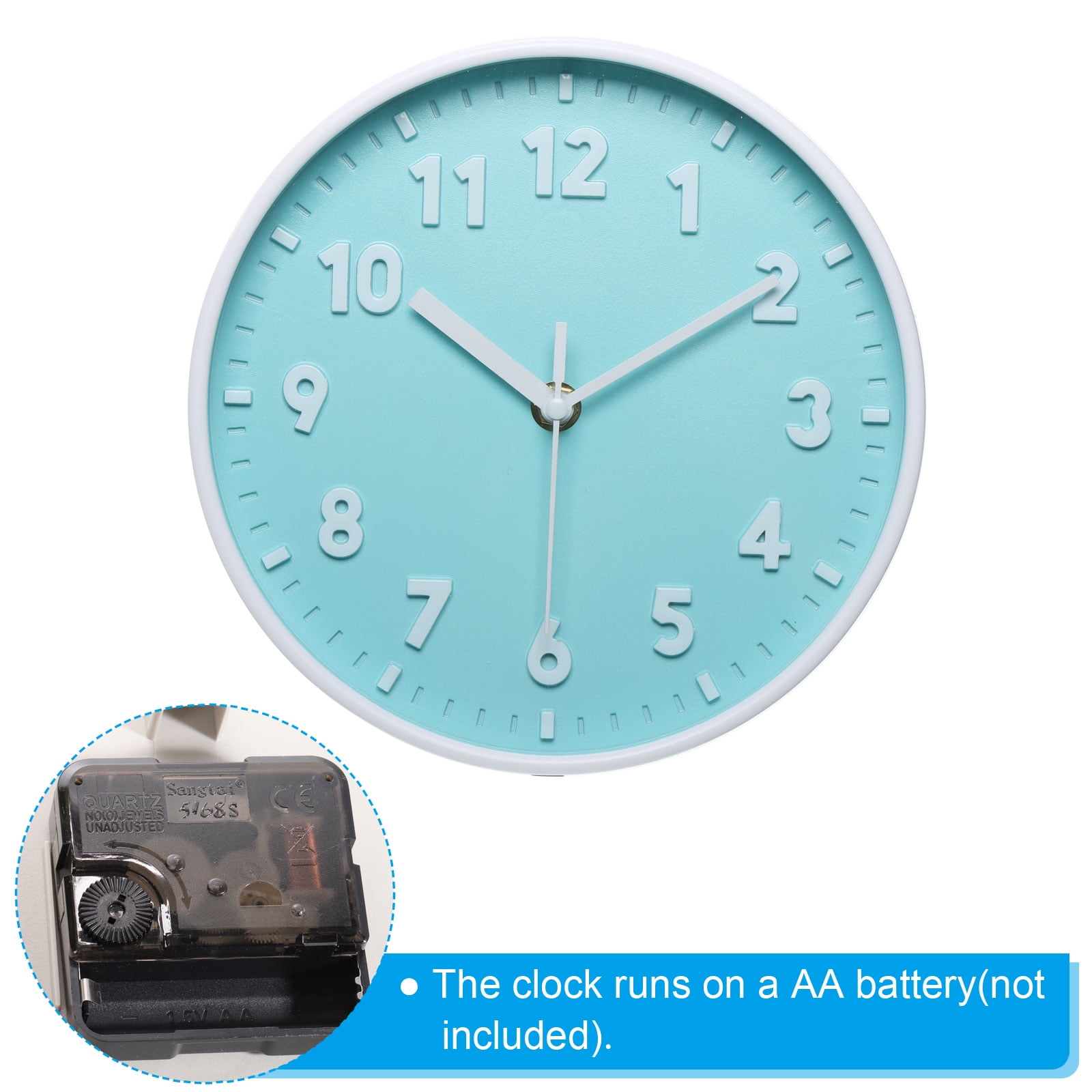 Horloge murale sans bruit de tic-tac - Moderne - 30 cm - Quartz - Grande pile - Facile à lire - Pour chambre, maison, cuisine, chambre, bureau, école - Bleu