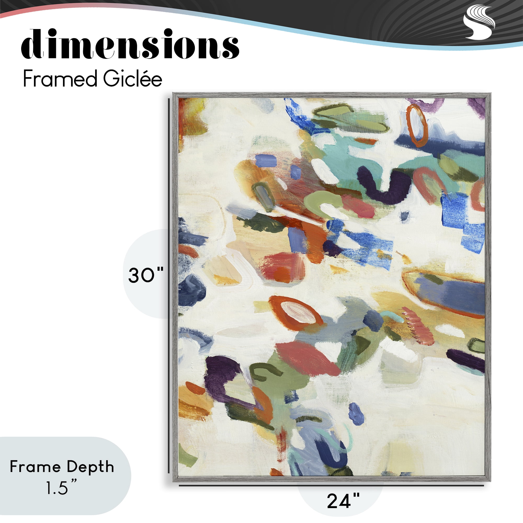 Stupell Industries Multihued Expressive Abstract Gray Framed Giclee Art, design by Lisa Ridgers