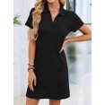 thumbnail image 4 of Women T Shirt Summer Dress Casual Business Mini Loose V-Neck Short Sleeve Dresses Black S, 4 of 10