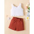 thumbnail image 2 of Coduop Kids Girls Summer Outfit Set Ribbed Sleeveless Tank Tops and Shorts 2Pcs Clothes Set, 2 of 8