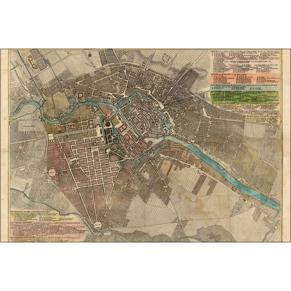 24"x36" Gallery Poster, map of berlin by Johann Christoph Rhode 1772