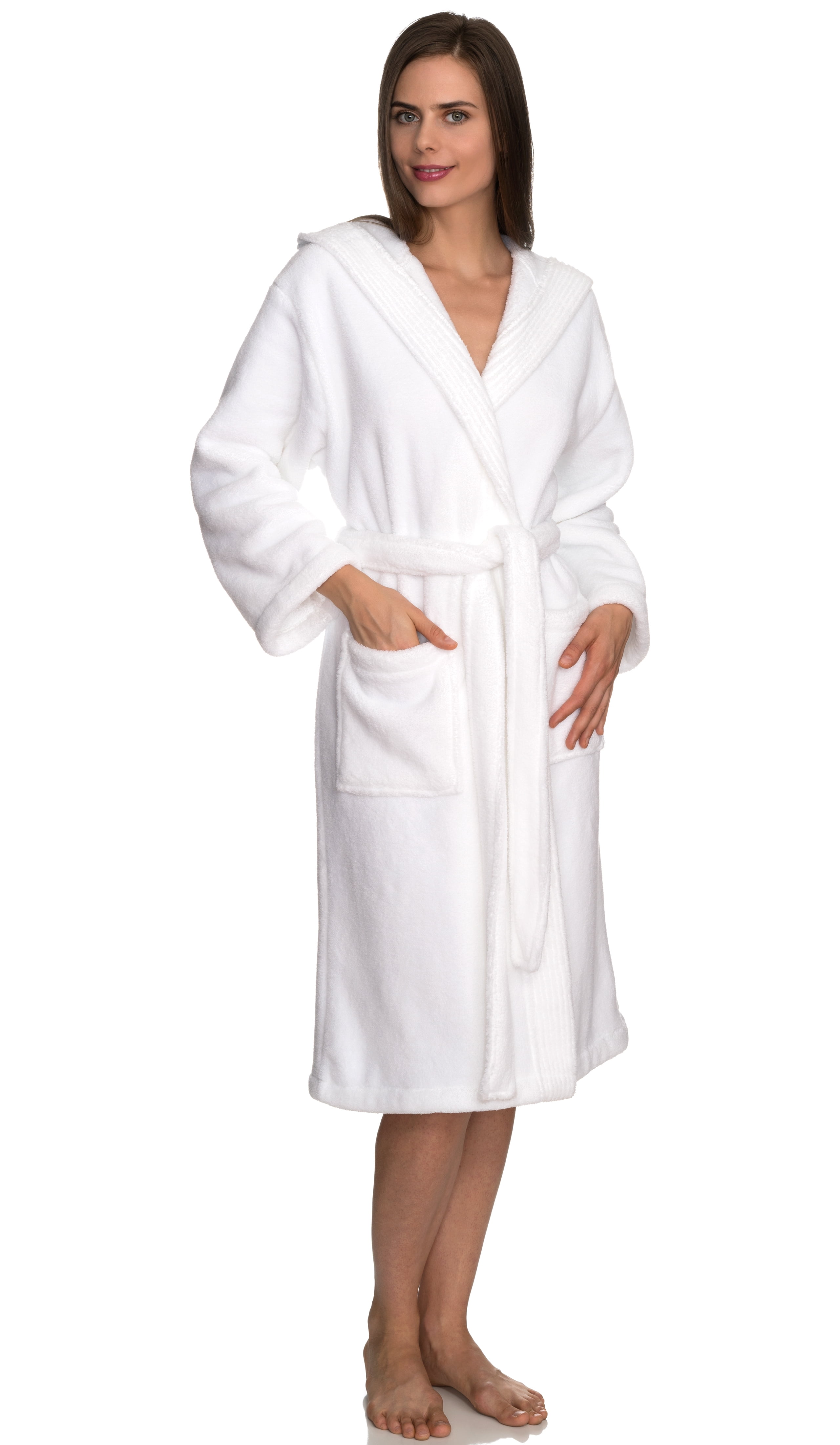 TowelSelections Women's Robe Soft Plush Fleece Hooded Spa Bathrobe