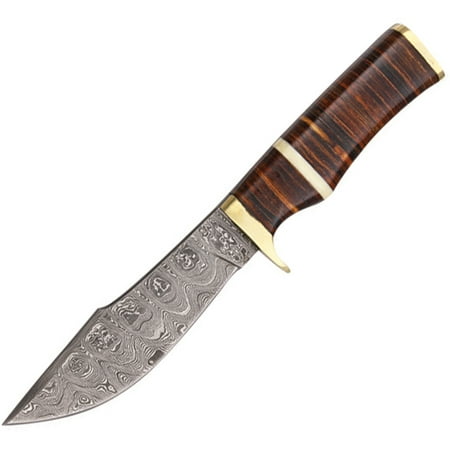 UPC 801608010664 product image for Szco Supplies Leather Stacked Damascus Bowie Knife | upcitemdb.com