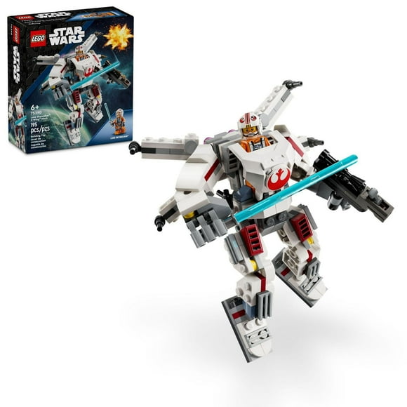 LEGO Star Wars Luke Skywalker X-Wing Mech, Buildable Star Wars Action Figure with Luke Skywalker Toy, Collectible Building Set for Kids, Creative Star Wars Gift for Boys and Girls Ages 6 and Up, 75390, Includes 195 Pieces, Ages 6+