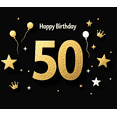thumbnail image 4 of Black Background Glittery Happy 50th Birthday Banner with Golden Balloons Crowns and Cakes Party Supplies Photography Props Birthday Decors Backdrop, 4 of 8