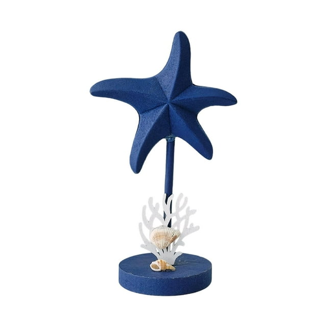 Colección de esculturas de madera de figura de estrella de mar, centro de mesa náutico retro para Azul marino