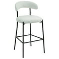 thumbnail image 3 of 26" Counter Height Stools Teddy Fabric Cover Kitchen Island Counter Stool With Black Powder Coating Base And Footrest(Snow), 3 of 10