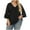 Black, variant on Summer Plus Size Tops For Women Causal Solid Color Loose 3/4 Length Ruffled Sleeve V-Neck Pullover Blouse T-Shirt Oversized Women Shirts Under $10 White 4XL