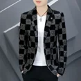 thumbnail image 2 of Blazer corto estampado con estampado de sello para hombre, chaqueta de traje para fiesta, abrigo, moda de verano 2024, ropa informal nueva de moda, 2 of 5