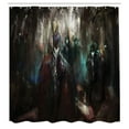 thumbnail image 3 of Ambesonne Fantasy Shower Curtain, Dark Forest Robots, 69"Wx84"L, Blue Red, 3 of 5