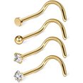 thumbnail image 1 of Briana Williams Nose Rings 18G Surgical Steel Clear Diamond CZ Nose Stud Rings Screw, 1 of 2