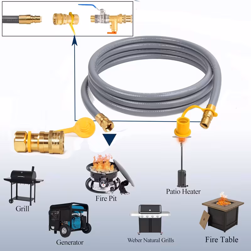 thumbnail image 5 of 36 Feet 3/8" ID Natural Gas Hose, Low Pressure LPG Hose with Quick Connect, for Weber, Char-broil, Pizza Oven, Patio Heater and More, CSA Certified, 5 of 6