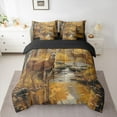 thumbnail image 3 of Homewish 3D Reindeer Moose Bedding Comforter Set 7pcs, Autumn Jungle Plant Queen Bedding Sets, Rustic Farmhouse Reversible Queen Sheet Sets, Super Cozy Room Decor, 3 of 8
