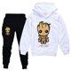 thumbnail image 1 of Conjunto de 2 piezas de sudadera y pantalones de manga larga para niños de otoño 2022, diseño de dibujos animados, soy Groot para niña y niño zhangmenya LED, 1 of 2