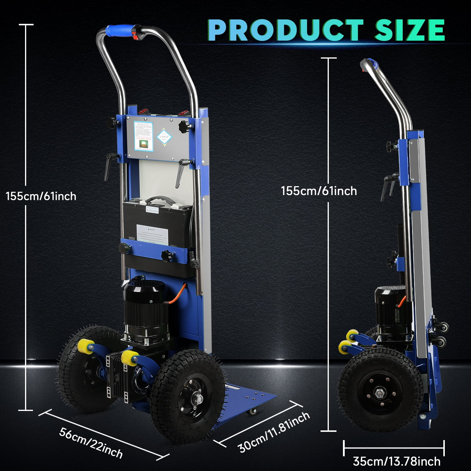 Vakiorn Electric Stair Climbing Hand Truck 900 LBS Capacity Heavy Duty Stair Climber with 3 Ropes for Furniture Logistics Warehouse Blue