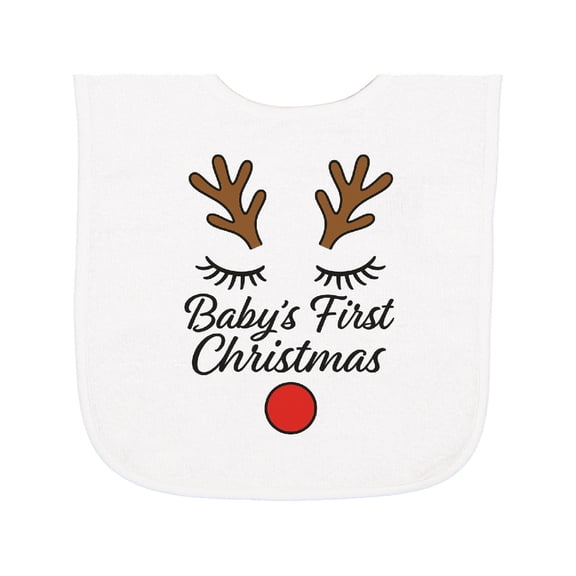 Inktastic My First Christmas Reindeer Baby Terry Cloth Bib