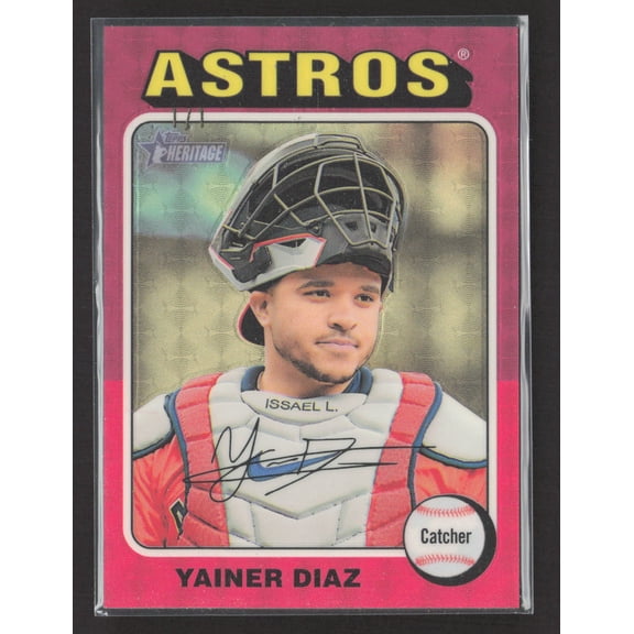 2024 Topps Heritage Yainer Diaz Houston Astros #512 Chrome Pink Refractor Baseball Card
