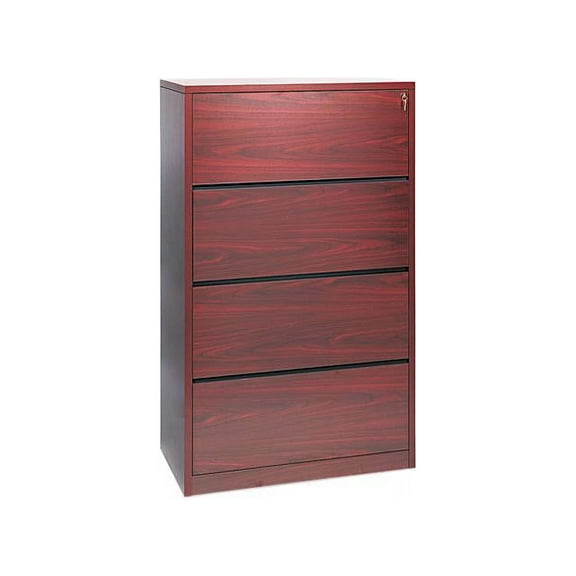 HON 10500 Series 4-Drawer Lateral File Cabinet, Mahogany