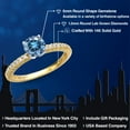 thumbnail image 2 of Gem Stone King 14K Two Tone Gold Persian Blue Moissanite and Lab Grown Diamond Engagement Ring for Women | 0.96 Cttw | Round 6MM | Gemstone Birthstone | Size 5, 2 of 6