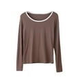 thumbnail image 2 of Hilenly Pajama Tops for Women Long Sleeve Shirts Scoop Neck Top Soft Modal Cotton Loungewear, 2 of 4