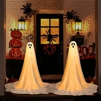 Holloyiver 1PCS Halloween Light up LED Sparkling Ghost Decorations Outdoor Indoor,Cute Halloween Decorations Indoor,Scary Ghosts Decor with LED Lights for Front Porche Yard Home(Warm,33-64 inch)