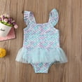 thumbnail image 2 of Fortune Baby Girl One-Piece Swimsuit Ruffled Sleeve Swimwear Tutu Bathing Suit, 2 of 7