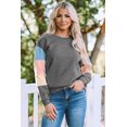 thumbnail image 3 of POGLIP Women's Gray Colorblock Long Sleeve Pullover Sweatshirt, 3 of 6