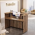 thumbnail image 4 of Finmind 63" U-Shaped Reception Desk with Counter, Modern Front Desk with Private Panel for Salon, Lobby, Retail Store, Office, Rustic Brown, 4 of 7