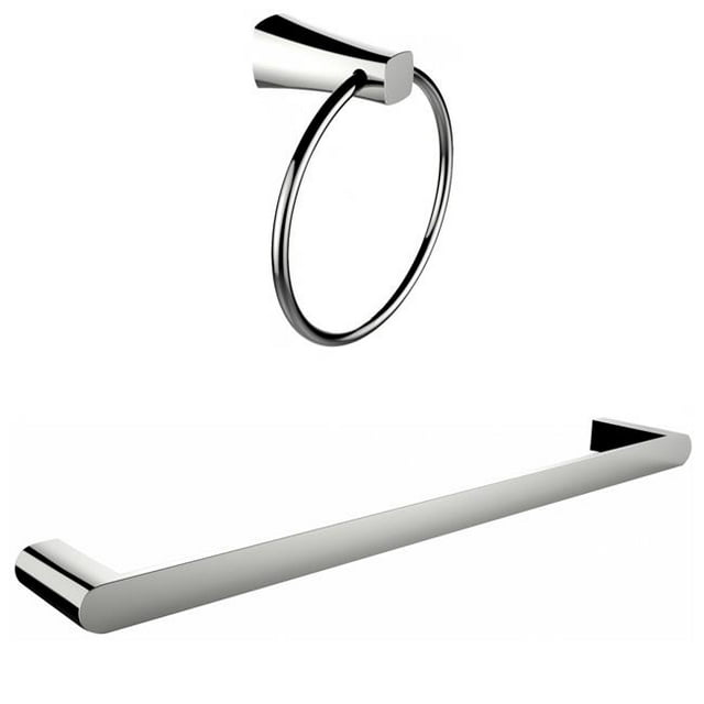 American Imaginations AI-13350 Anneau de Serviette Chromé Rond avec Ensemble d'Accessoires Porte-Serviettes à une Seule Tige