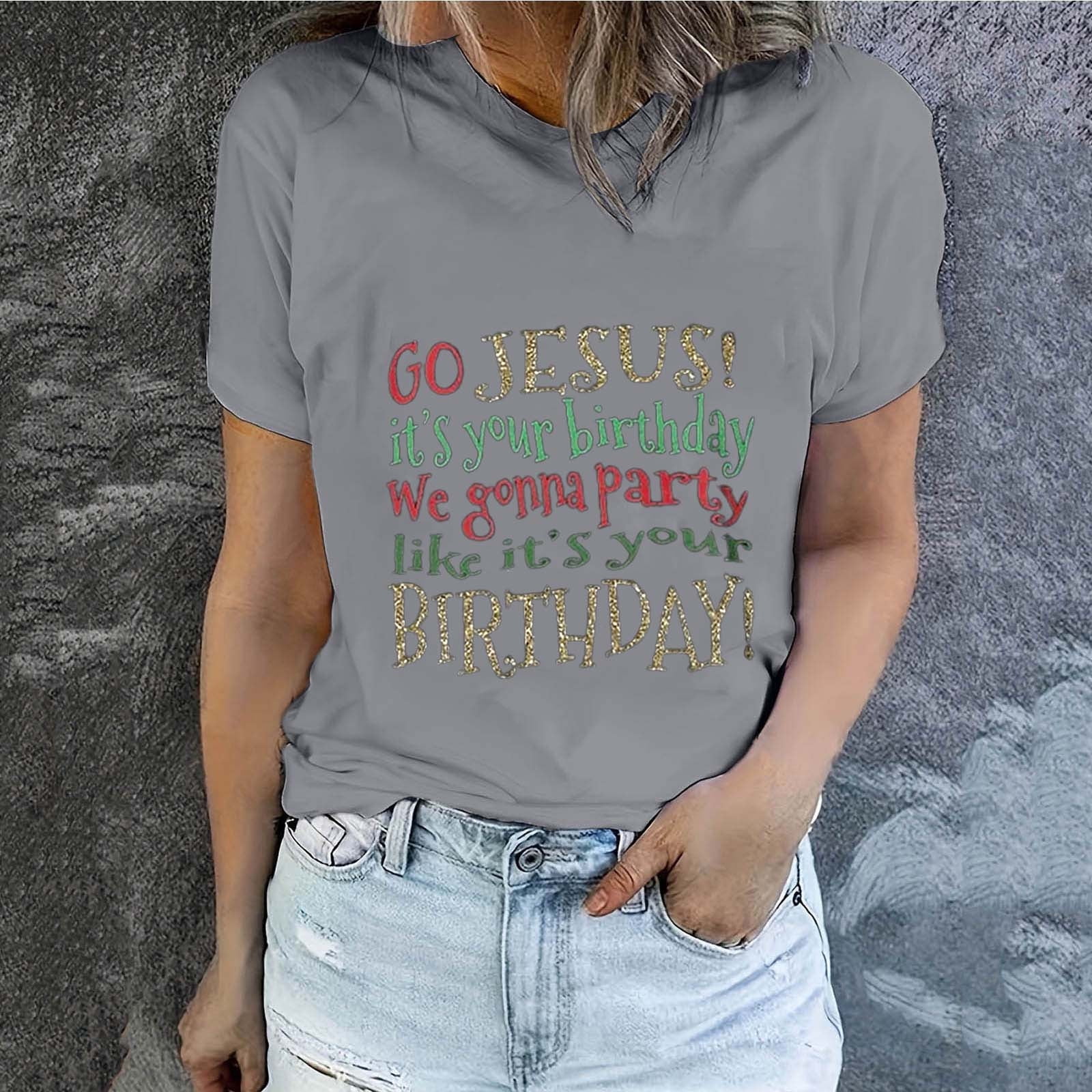 Daisyyozoid Nouvelles Arrivées Hauts pour Femmes Joyeuses Pâques Lettrage Imprimé Col Rond Manches Courtes Haut Manches Courtes Col Rond Chemise