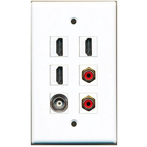 RiteAV - 3 HDMI 2 Port RCA Red 1 Port BNC Wall Plate