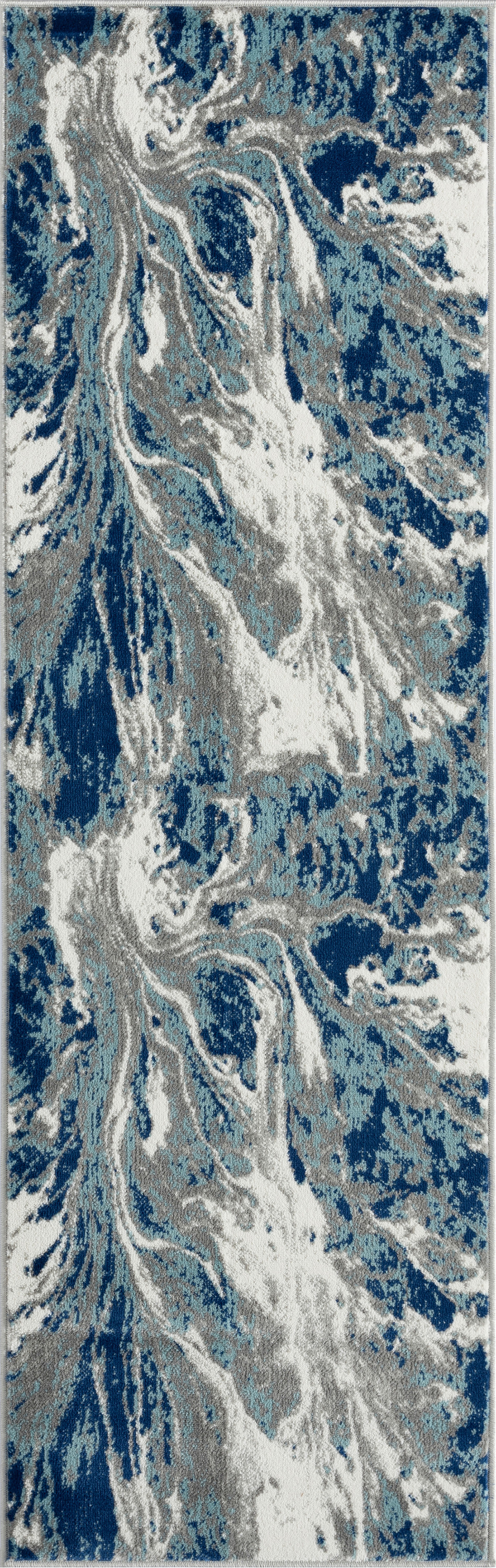 2x8 Modern Blue Runner Rugs for Hallway | Indoor Entry, Entryway, Walkway or Kitchen Rug 2'3'' x 7'3''