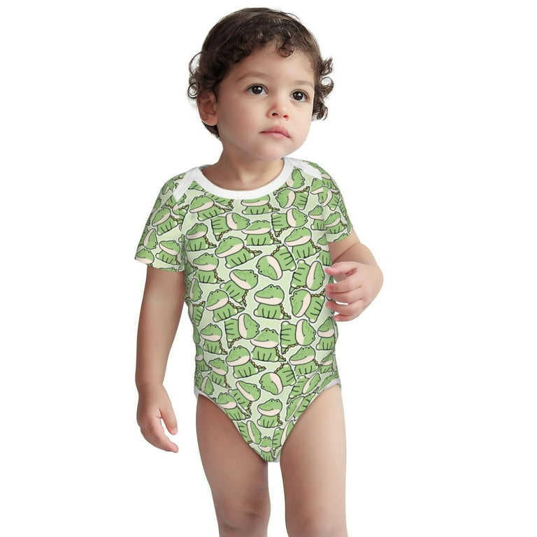 Xecao Cute Crocodile Pattern Baby Climbing Bodysuit Short Sleeve