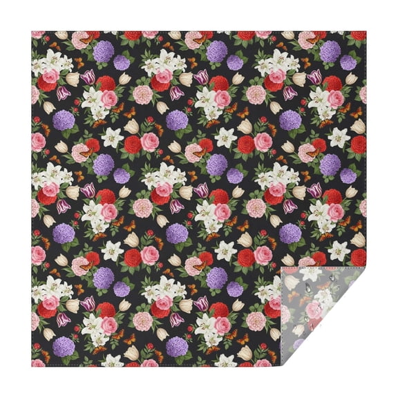 Pioneer Flower Floral Print Pattern Square Tablecloth, Waterproof Wipeable Spillproof Washable Table Cover for Home Kitchen Party Decor, 42"x42"