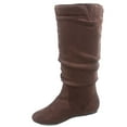 thumbnail image 2 of Top Moda Women's Slip On Slouch Mid Calf Faux Suede Boots, Wide Calf, Round Toe, Brown, 8, 2 of 2