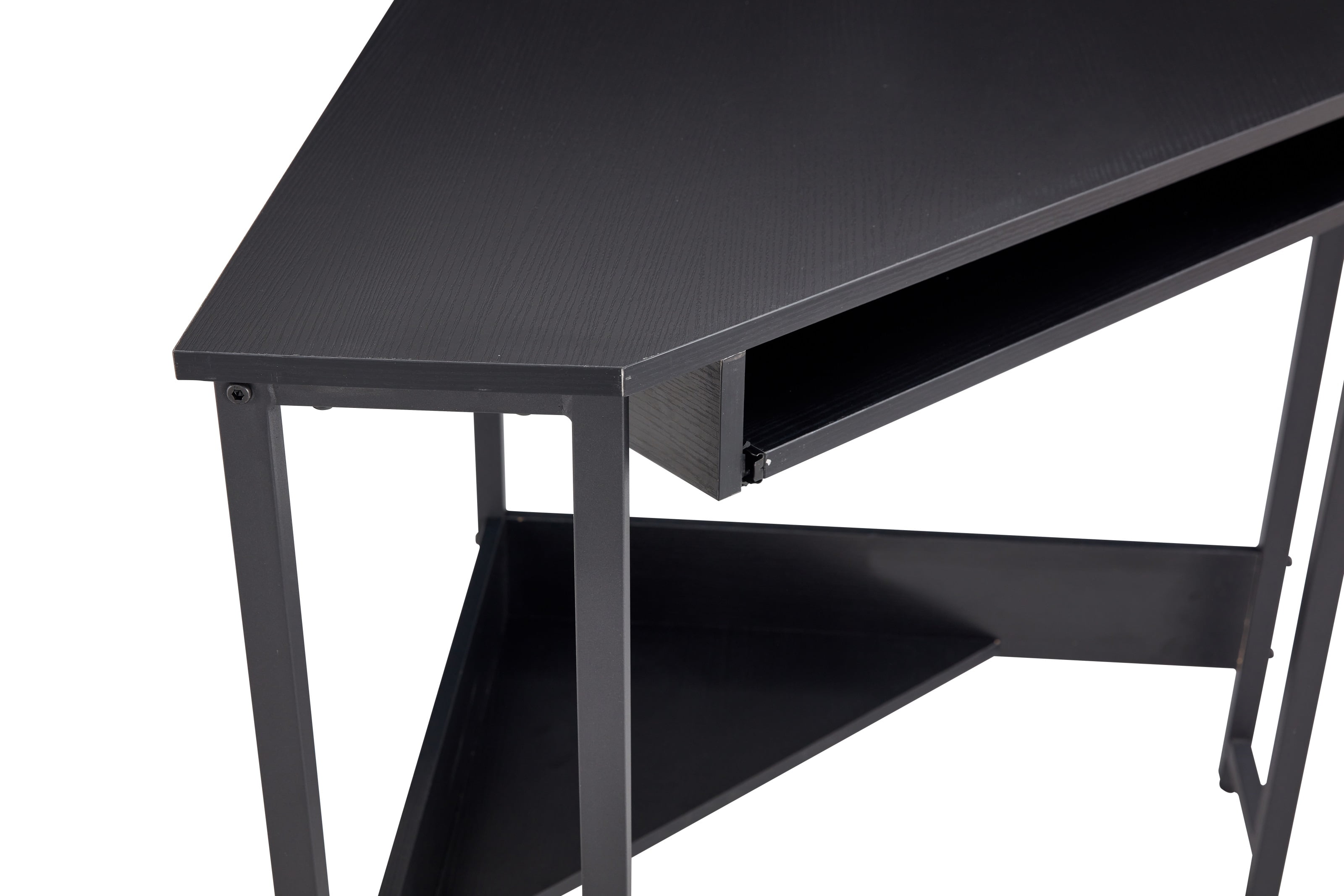 Lowestbest Rustic Computer Corner Desk, Triangle Working Table with Smooth Keyboard Tray, Black Lowestbest Rustic Computer Corner Desk, Triangle Working Table with Smooth Keyboard Tray, Black