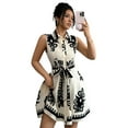 thumbnail image 2 of Women'S 2025 Summer Boho Floral Print Sleeveless Belt Flowy Button Down Midi Sun Dress Black L, 2 of 9