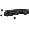 thumbnail image 2 of Meridian Furniture Indulge 140" Black Vegan Leather L-Shaped Modular Sectional, 2 of 9