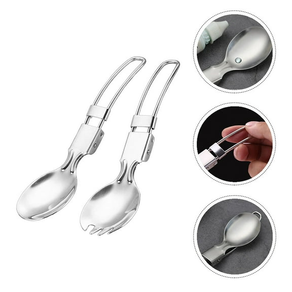STRANDCHIC 4pcs Reusable Stainless Steel Folding Cutlery Set with Spoon and Fork Portable Utensils for Men and Women