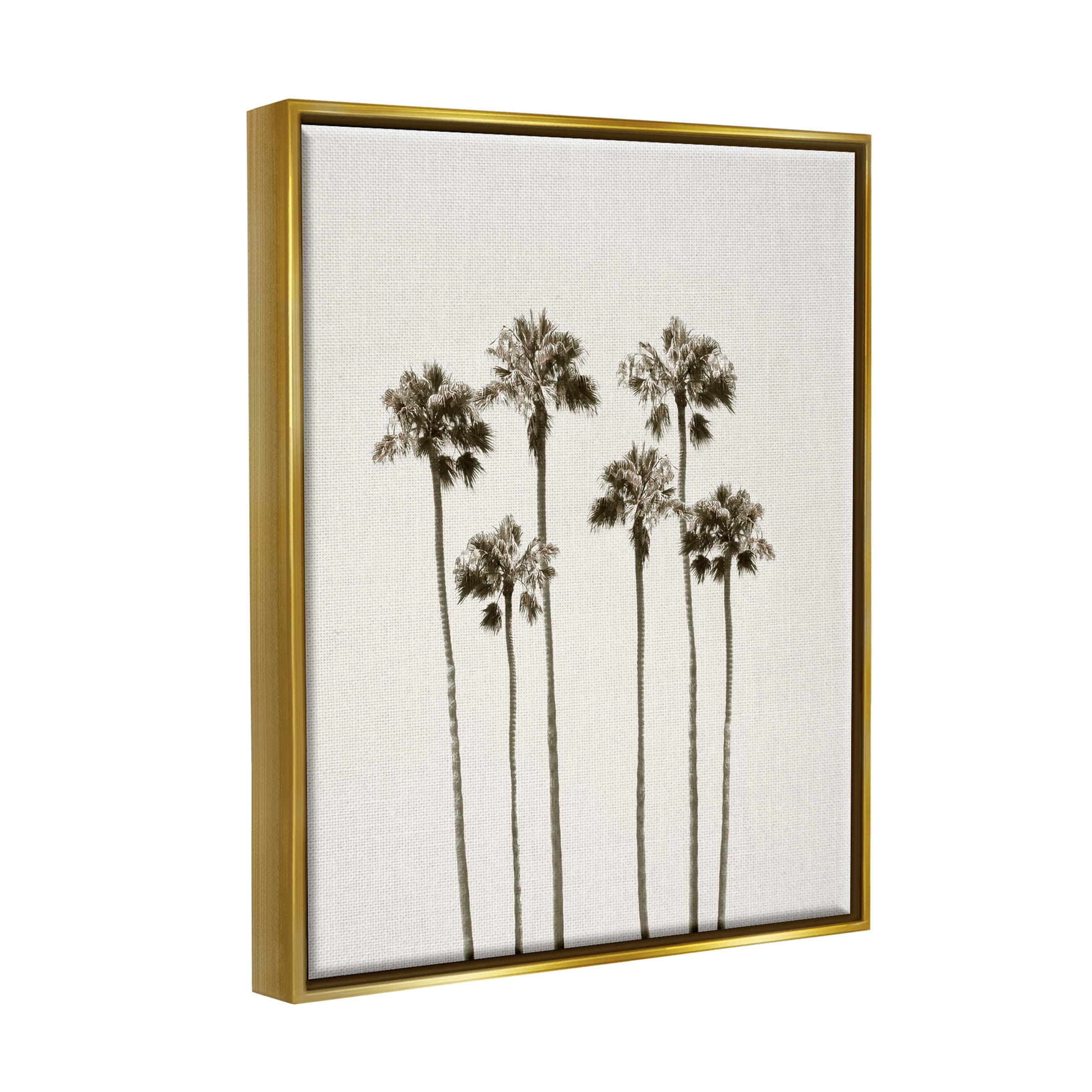 Tall Palm Trees Looming Landscape Graphic Art Metallic Gold Framed Art Print Wall Art