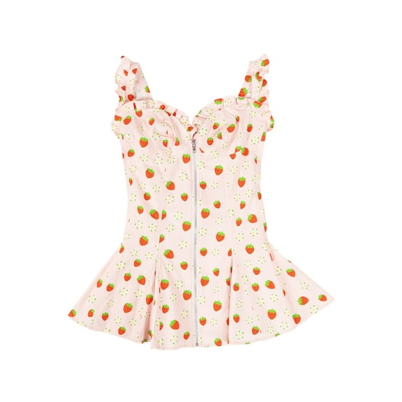 A Leading Role x Strawberry Shortcake Premium Adult Berry Ruffle Zip-Up Dress