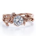 thumbnail image 1 of JeenMata Juego de Anillos de Boda de Diamantes Reales Redondos de Medio Quilate Juego de Anillos de Boda con Diamantes en Forma de Hoja y Enredadera: Oro Rosa de 10 K, 1 of 6