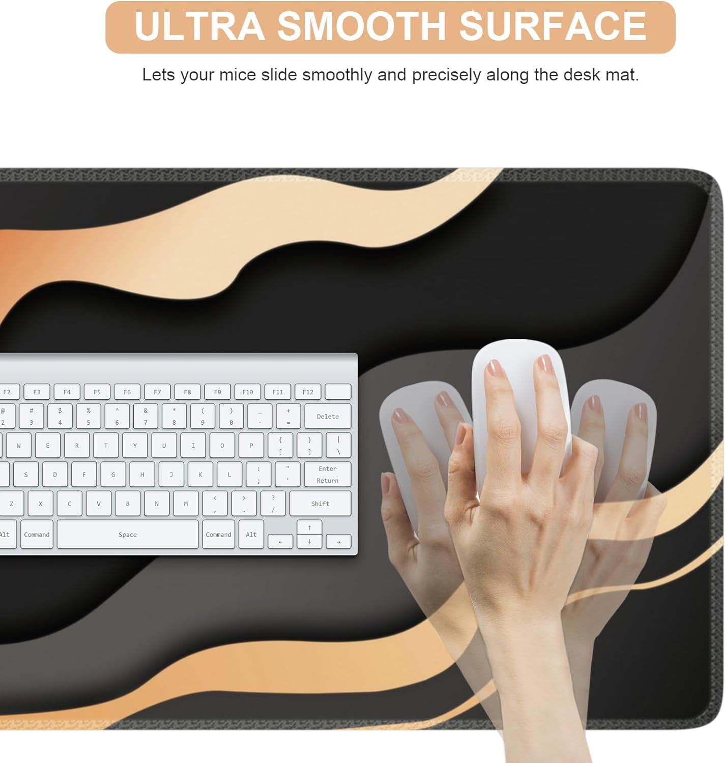 Topographic Mouse Pad, Gaming Mouse Pad, Extended Desk Pad 35.4x15.75in XXL Mouse Pad with Non-Slip Rubber Base, Abstract Mice Pad Desk Mat, Gray