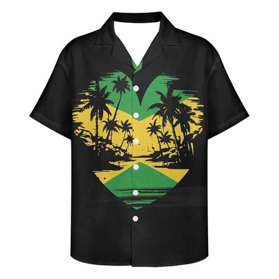 Short Sleeve Shirts for Men Lapel Button Down Coconut Tree Graphic Print Summer Beach Tops